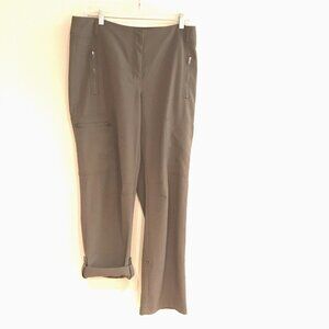 CHICO'S Sz Med 1 Hiking Pants Roll Tab High Rise Green Brown Casual Convertible